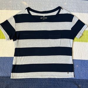American Eagle - Navy Striped Shirt Soft and Sexy